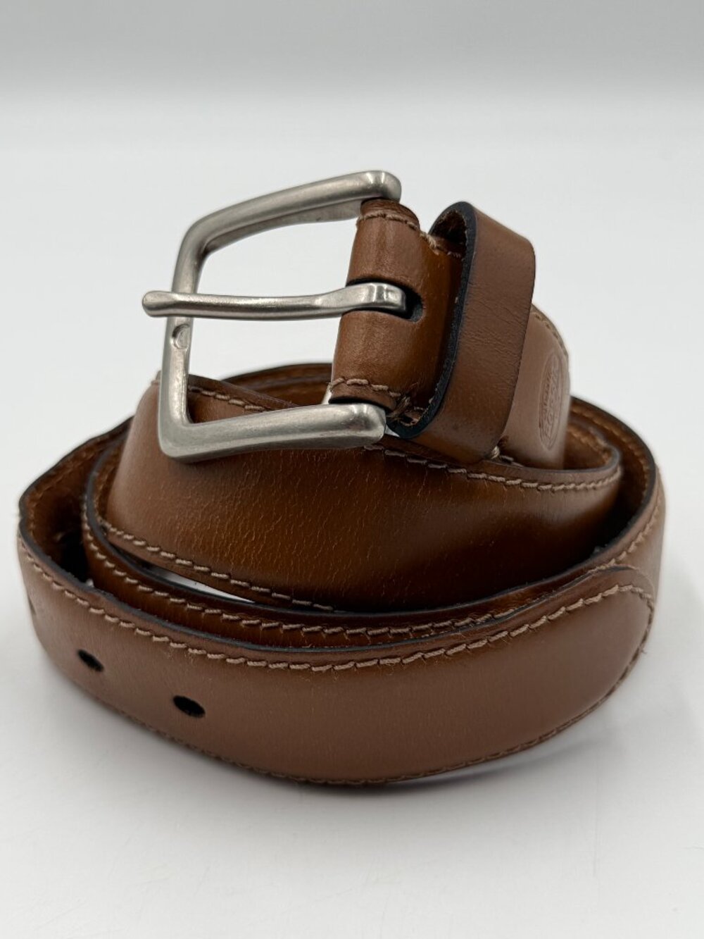Fossil Genuine Leather Belt Brown Tan Size 38/95 Work Casual Silver Buckle 1.5"W